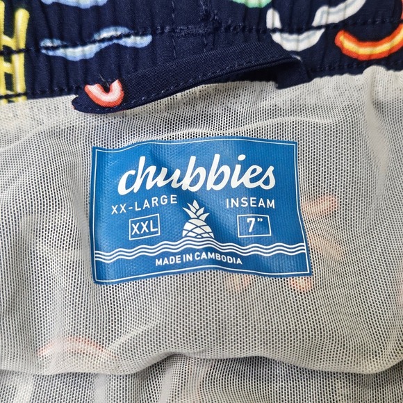 Chubbies Mens Neon Tropical Flamingo Palm Tree Swim Trunks Navy Blue XXL - Picture 2 of 11